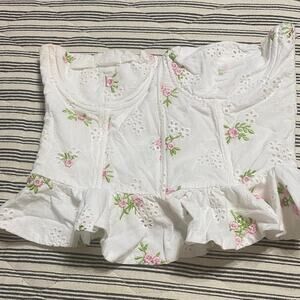 Olivaceous White Floral Eyelet Top